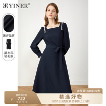 Sound Beauty Land Womens 2021 Winter New Beaded Square Collar Dress Dress