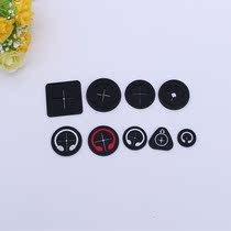 Factory direct spot MP3 earphone hole backpack handbag clothing and other cross rubber logo drop plastic trademark