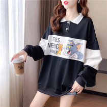 Pregnancy Woman Dress Fashion Spring Autumn Winter Loose blouses Tide Splicing Intercolor Polo Collar Gestation Mother WARM and Warm Clothing Woman
