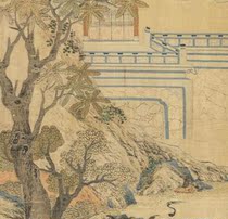 Qing Qianlong silk landscape hanging screen (1) axis ultra-high-definition electronic picture decoration inkjet identification material
