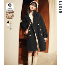 Lemachi double-row buckle large coat double face fur coat female mid-length relaxation small sub 2022 spring new female