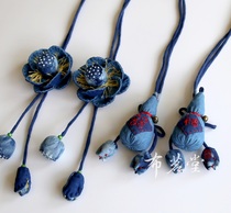 Bo Mingtang Blue Dyeing Necklace Lotus Lotus Sachet Necklace Sachet Necklace Plant Cotton