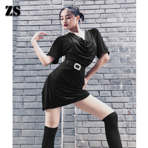 zs Latin dance dress beautiful back dance practice short sleeve new summer skirt loose simple dance suit L299