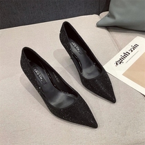 Small ckerwin goddess Fan pointed head hot drill shallow mouth high heel female fashion temperament meticulous social single