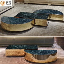 Light luxury modern marble model room simple creative designer furniture custom rectangular metal combination coffee table