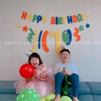 New ins Korean cute roll one hundred days Party layout flower color birthday letter background wall pull flag