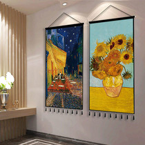 Van Gogh Starry Sky oil painting tapestry porch study sunflower hanging cloth sofa large size background wall decorative cloth painting