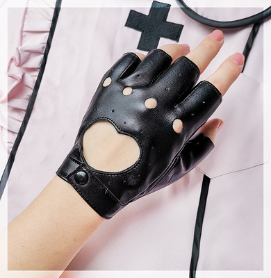 taobao agent Free shipping super cool armed JK punk lolita performance dancing dancing and dancing vibrato hollow love cortex semi -finger glove