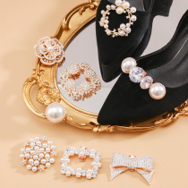 Pearl Shoe Buckle Accessories High Heel Shoe Drill Buckle Detachable Shoes Accessories Wedding Shoes Decoration Accessories Snap Shoe Flower Decorations