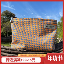 Thousand bird grid cosmetic bag Travel Travel large capacity portable cosmetics storage bag Contrast color casual hand bag