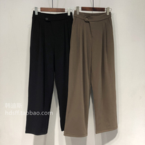 2021 autumn new solid color after elastic waist loose hanging feeling thin high waist wide leg pants trousers trousers trousers women