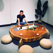 Ukim Wood Log Large Plate Made Whole Day Style Tatami Solid Wood Tea Table Edge A Few Tea Table Tea Table Round Table Disc