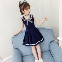 Tide brand Girls dress summer Hong Kong wind Zhongda childrens new net red college style Foreign style girl short sleeve skirt