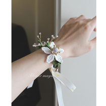 Lawn wedding forest rhinestone hipster sweet Korean wedding bracelet bridal bridesmaid sister flower wrist flower