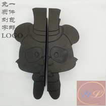 Custom glass door handle Animal trademark LOGO digital shaped handle Black framed frameless door handle