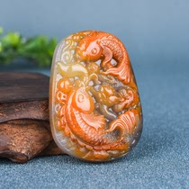 Natural Yunnan Yellow Dragon Jade year-round fish pendant Jade necklace Jade pendant Jinyu Mantang Goldfish peace