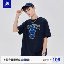 Lilbetter 230g heavy bear short sleeve men's ins trend Joker half sleeve summer men's cotton T-shirt LB
