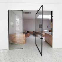 Rotating door Home 360-degree middle shaft Kitchen Moving door Living room Titanium Magnesium Alloy Glass Partition Narrow Rim Pushdoor
