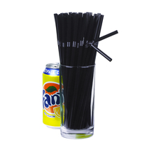 200 Packaging Disposable Straw Bendable Black Plastic Straw Bar Cocktail Long Straw