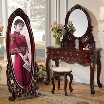 European dressing table reddish brown American luxury bedroom small apartment mini North ins Wind Net red makeup cabinet makeup table
