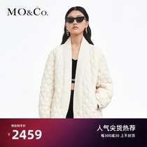 MOCO2021 autumn new products and wind collarless diamond pattern loose drawstring cotton jacket down jacket moanke
