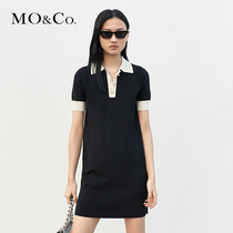 MOCO 2021 summer new college style A-swing polo collar contrast dress MBA2DRS039 Mo Anke