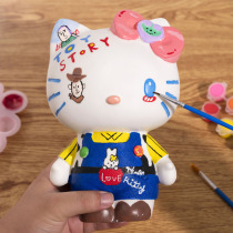 Childrens diy hand painted color white embryo can not break bad plaster doll gown toy kitty cat piggy bank