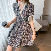 MAJE KARA 2021 new summer French temperament floral dress female sweet waist thin skirt