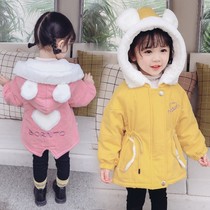 Female baby new winter coat 2021 Korean version of female children Foreign style plus velvet thickened winter long windbreaker tide