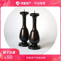 Japan bronze candlestick pair of device type fine texture perfect