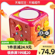 Baby fun multi-function six-sided drum music hand drum baby educational toy 0-3 year old 1 box woodpecker Six gift