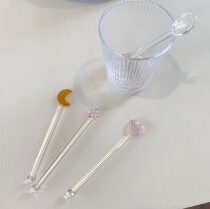 Vintage Dream Star Moon Love Transparent Glass Coffee Brewing Drink Stirrer Stick Cup Stirrer Trumpet