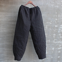 Mens winter linen cotton pants Haren pants youth fashion fashion retro Chinese style loose size bloomers