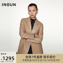 Enshang Ke 2021 Winter new leather has a type of suit collar soft three-dimensional stitched yarn leather jacket