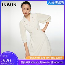 Enshang Coe 2021 Autumn New Fashion long stretch stretch silk seven-point sleeve commuter OL waist slim dress
