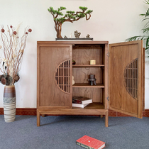 New Chinese shoe cabinet solid wood low bookcase Zen side cabinet storage cabinet living room porch cabinet custom