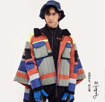 China Li Ning short warm cotton-padded jacket men's winter trend men's lapel loose casual top AJMP041