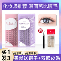 Japanese plain natural false eyelashes natural simulation single cluster single fairy hair net red A- type fishtail mixed outfit novice