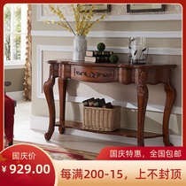 American country solid wood entrance cabinet entrance porch table entrance hall European style retro cabinet living room against the wall semi-round counter