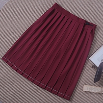 Swallowjk home spring summer autumn dark red solid color JK uniform skirt Japanese girls school uniform solid color skirt