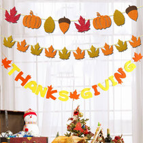 Kindergarten classroom New Years Day ring creation hanging decoration simulation maple leaf flag shop door window decoration layout