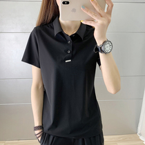 Business T-shirt womens quick-drying summer thin short-sleeved elastic half-sleeved polo shirt custom logo work clothes