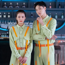Night club bar overalls new suit KTV clear bar bar waiter overalls men and women custom LOGO