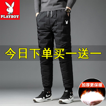 Playboy down cotton pants men winter outdoor leisure sports plus velvet warm and thick young Joker trousers