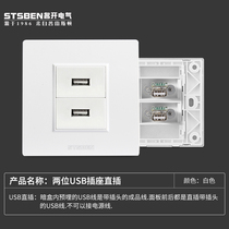 Type 86 Wall Concealed double mouth usb Panel Straight plug screw wiring Two computer data Extension USB socket