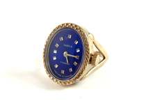 Lithuanian Elegant ◇ Ancient retro 80 s Elegant gorgeous blue mechanical ring watch