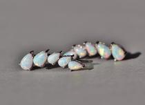 American Teardrop Gorgeous Drops White Rainbow Opal Jewel Sterling Silver Earrings