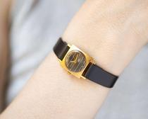Lithuanian Watch Ancient exquisite small gold-plated black striped square womens mechanical Watch