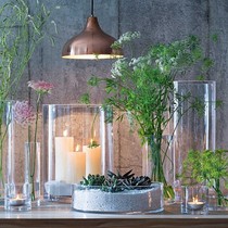 UK LSA transparent handmade cylindrical glass vase European home model room flower Flower Flower Flower Candlestick Candlestick living room