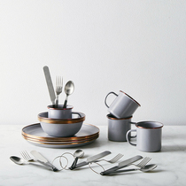 North BAREBONES Nordic retro minimalist outdoor camping enamel tableware dinner plate water cup rice bowl set